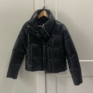 Abercrombie leather puffer jacket